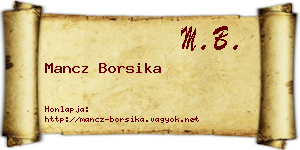 Mancz Borsika névjegykártya